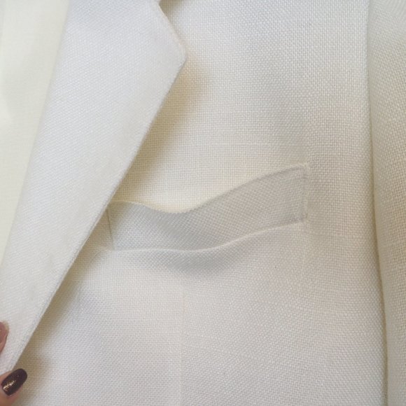 Vintage White Linen Blazer - Picture 4 of 6